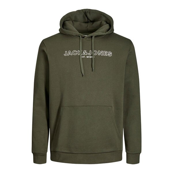 Jack and Jones Cotton Rich Logo Hoody Olive-shop-by-brands-Beggs Big Mens Clothing - Big Men's fashionable clothing and shoes