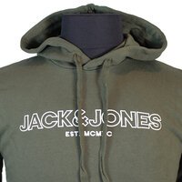 Jack and Jones Cotton Rich Logo Hoody Olive