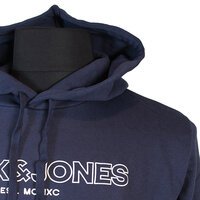 Jack and Jones Cotton Rich Logo Hoody Navy