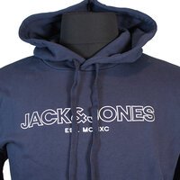 Jack and Jones Cotton Rich Logo Hoody Navy