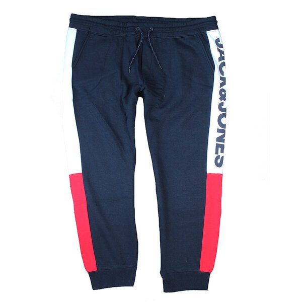 Jack and Jones Navy Cotton Mix Logo Track Pant-shop-by-brands-Beggs Big Mens Clothing - Big Men's fashionable clothing and shoes