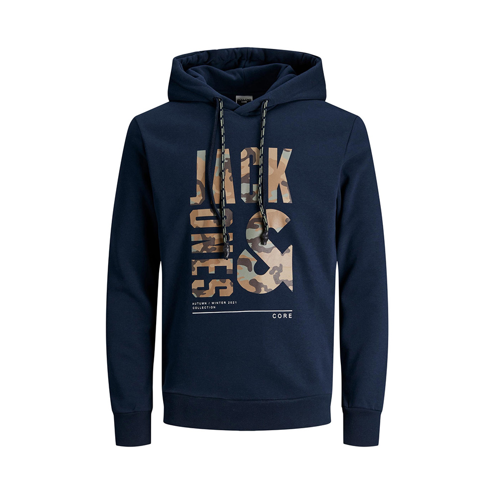 Jack and Jones Cotton Mix Camo Logo Sweat Fashion Hoodie