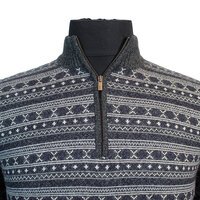 Kitaro Cotton Mix Fair Isle Pattern Half Zip Knit Jersey