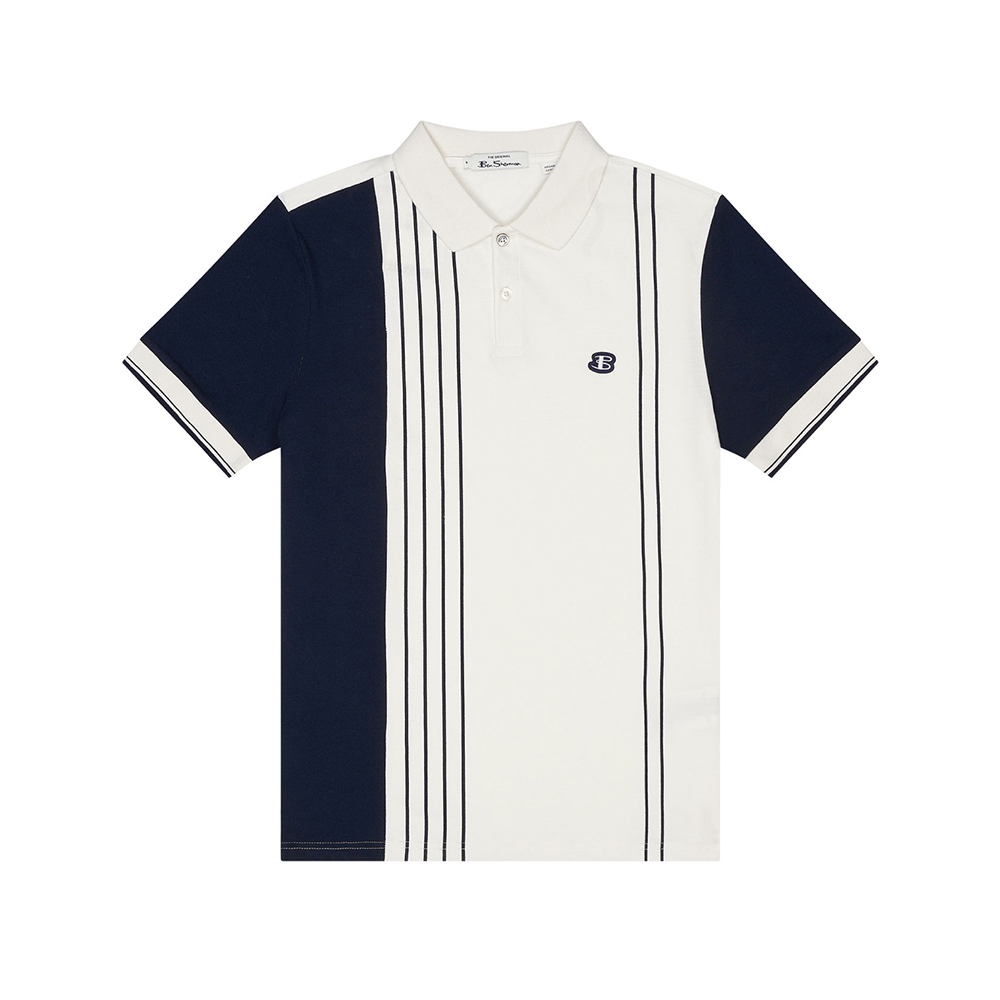 Ben Sherman Organic Cotton Stripe Panel Pattern Polo