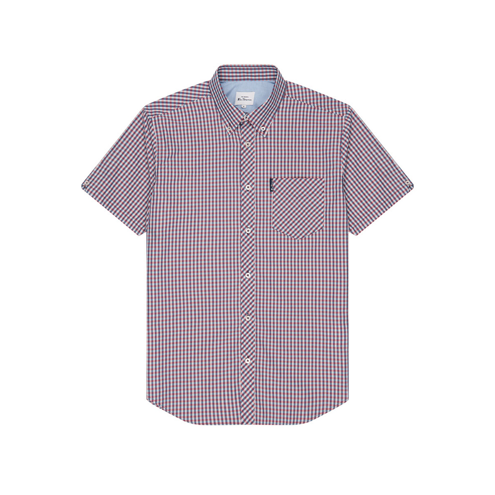 Ben Sherman Cotton Gingham Check Buttondown Collar Ss Shirt