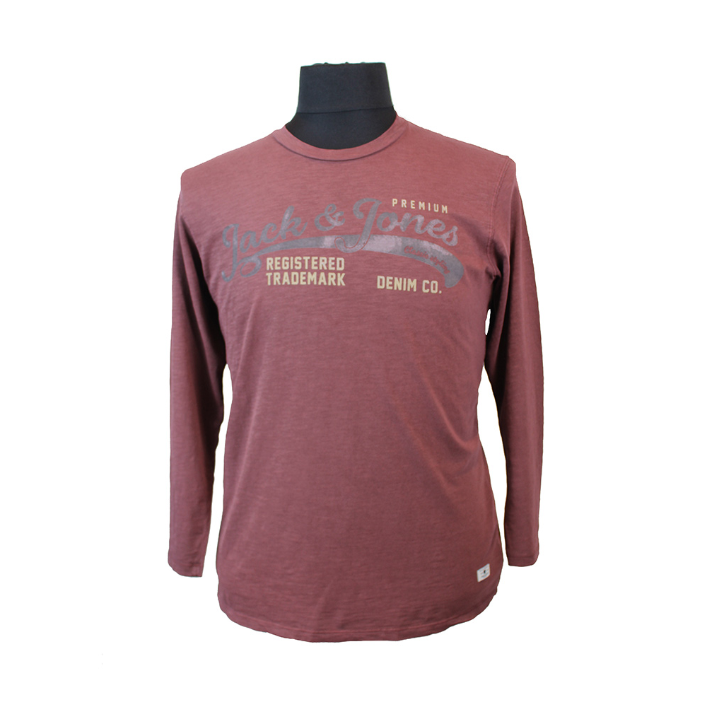 Jack and Jones Cotton Overdyed Logo Fashion LS Tee Shop by Brands