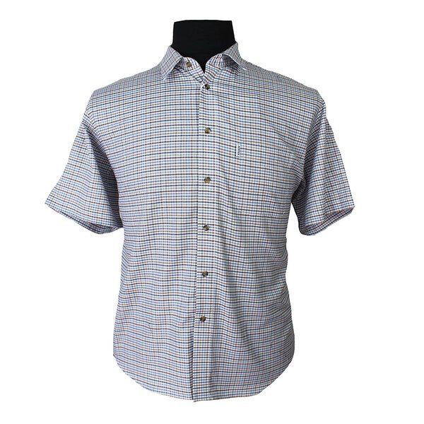 Aertex Chocolate Small Check Short Sleeve Shirt-shop-by-brands-Beggs Big Mens Clothing - Big Men's fashionable clothing and shoes