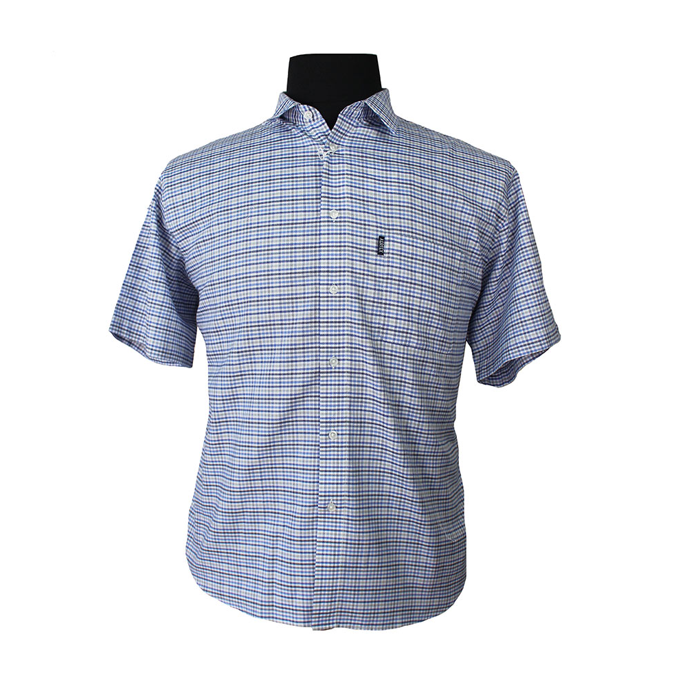 Aertex Blue Small Check Short Sleeve Shirt
