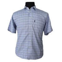 Aertex Blue Small Check Short Sleeve Shirt