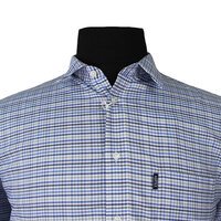 Aertex Blue Small Check Short Sleeve Shirt