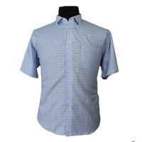 Aertex Light Blue Small Check Short Sleeve Shirt