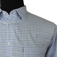 Aertex Light Blue Small Check Short Sleeve Shirt