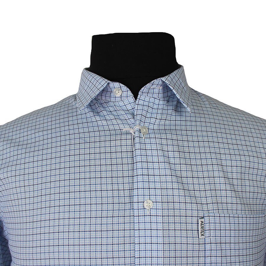 Aertex Light Blue Small Check Short Sleeve Shirt - Get your Aertex ...