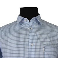 Aertex Light Blue Small Check Short Sleeve Shirt