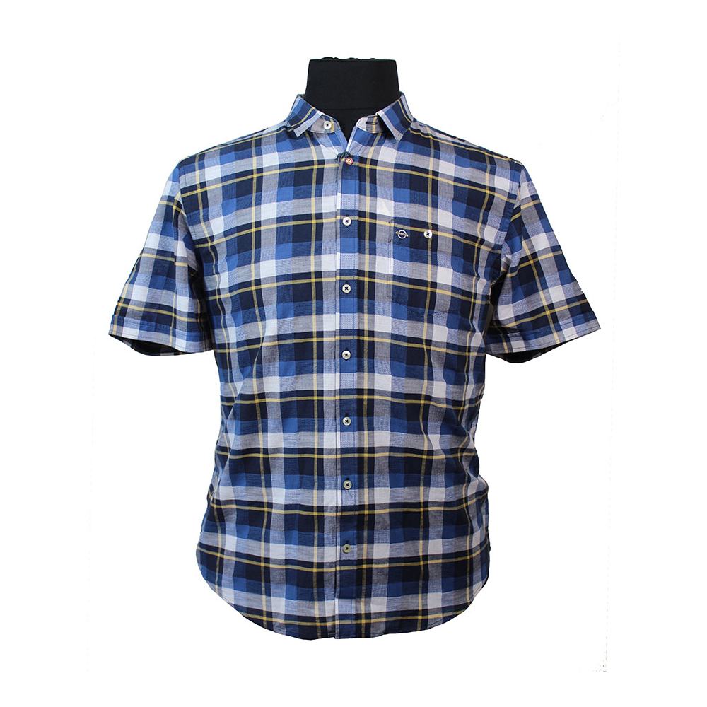 Paddocks Navy Check Cotton SS Shirt