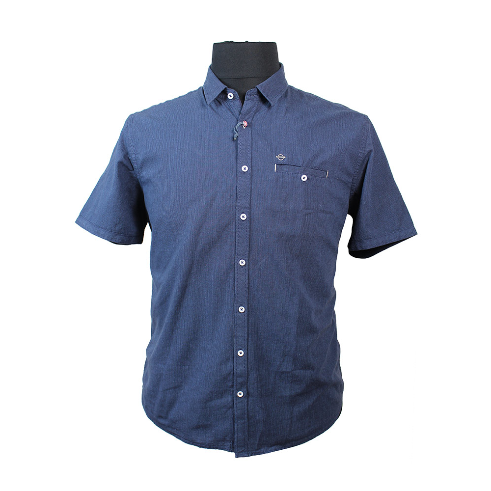Paddocks Navy Cotton Linen Fine Stripe SS Shirt