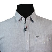 Paddocks Light Blue Cotton Linen Fine Stripe SS Shirt
