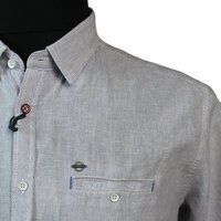 Paddocks Light Blue Cotton Linen Fine Stripe SS Shirt