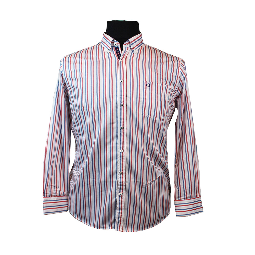 Campione Luxury Cotton Double Vertical Stripe Fashion LS Shirt