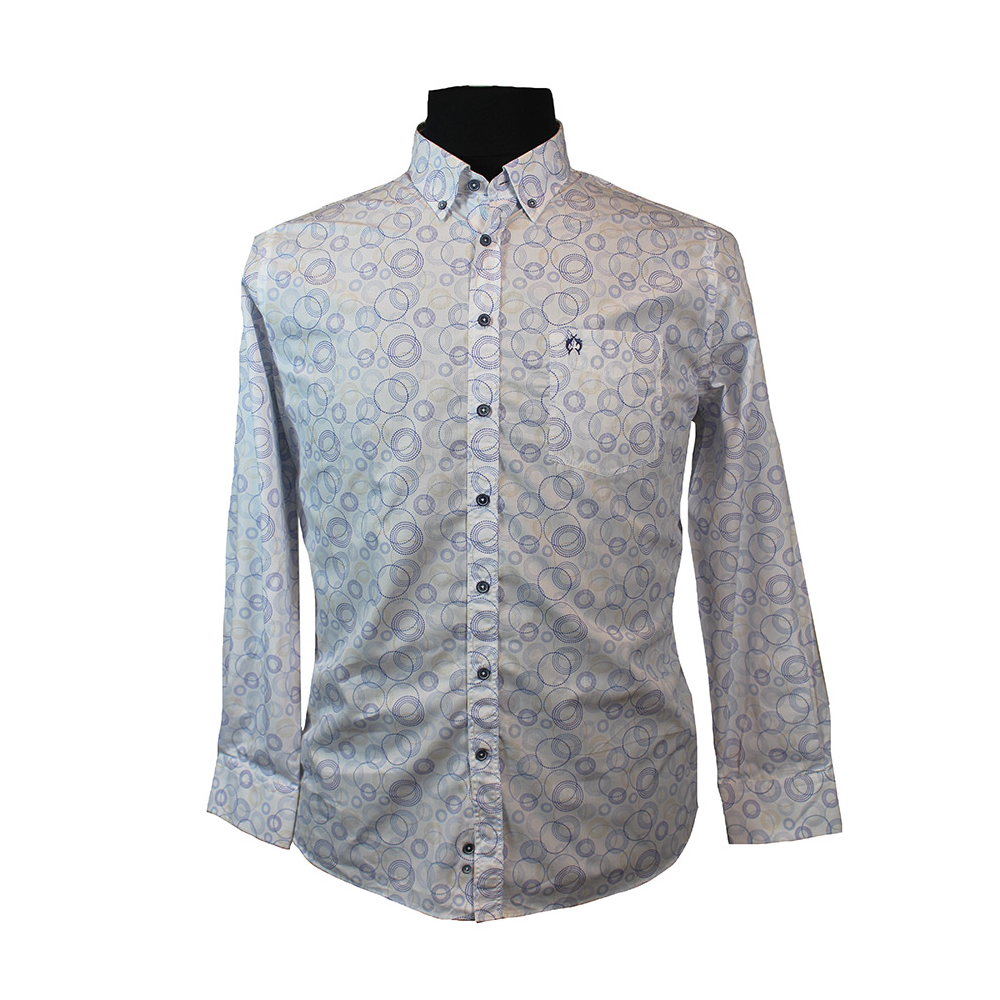 Campione Pure Cotton Circles Pattern LS Fashion Shirt