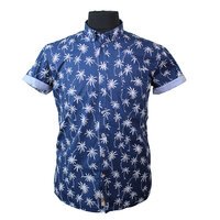 D555 Pure Cotton Burley Palm Tree Navy SS Shirt