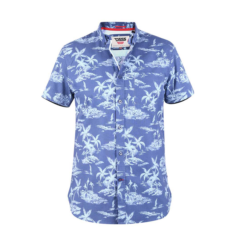 D555 Pure Cotton Whitsbury Palm Tree Navy SS Shirt