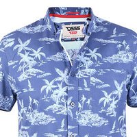 D555 Pure Cotton Whitsbury Palm Tree Navy SS Shirt