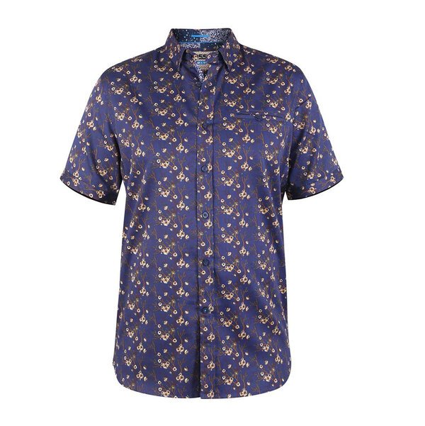 D555 Kingston Branch Pattern Navy Shirt-shop-by-brands-Beggs Big Mens Clothing - Big Men's fashionable clothing and shoes