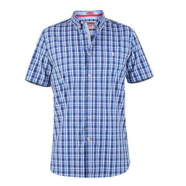 D555 Canford Small Navy Check Shirt-shop-by-brands-Beggs Big Mens Clothing - Big Men's fashionable clothing and shoes
