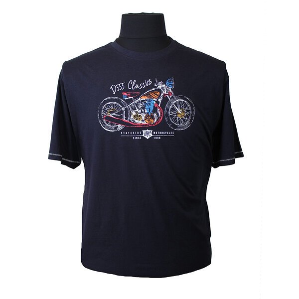 D555 Denton Motorcycle Navy Tee-shop-by-brands-Beggs Big Mens Clothing - Big Men's fashionable clothing and shoes