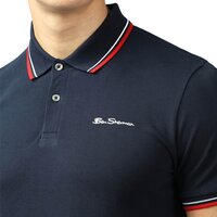 Ben Sherman Cotton Signature Logo Collar Trim Polo Navy