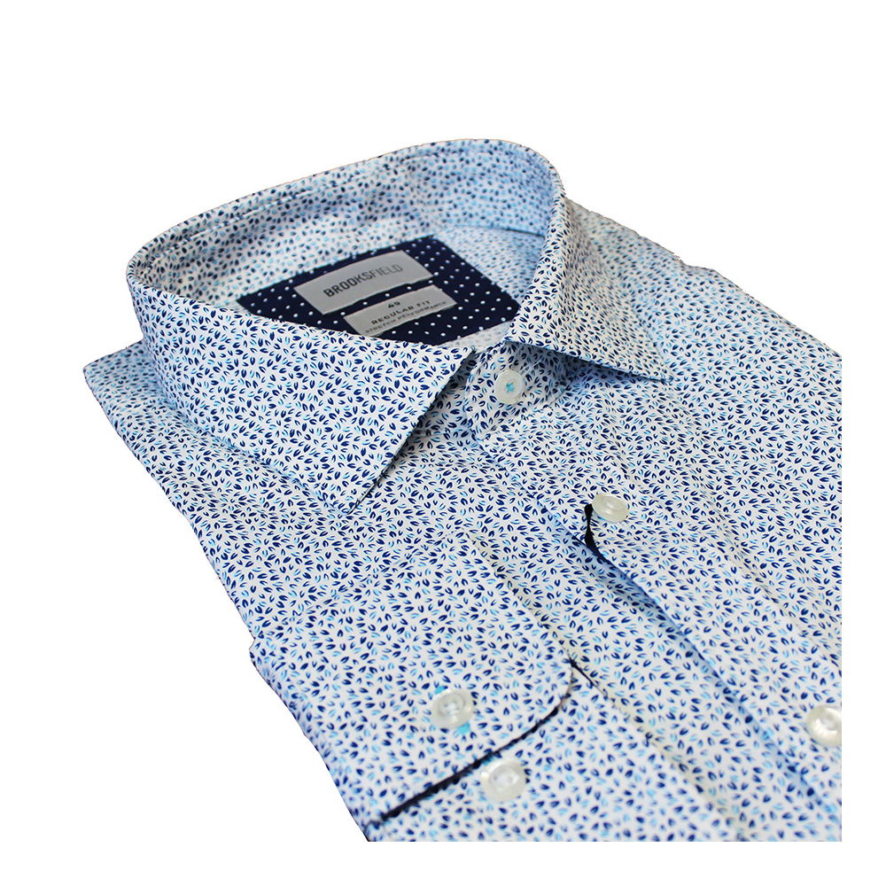 Brooksfield Cotton Stretch Performance Tear Drop Pattern Fashion Shirt