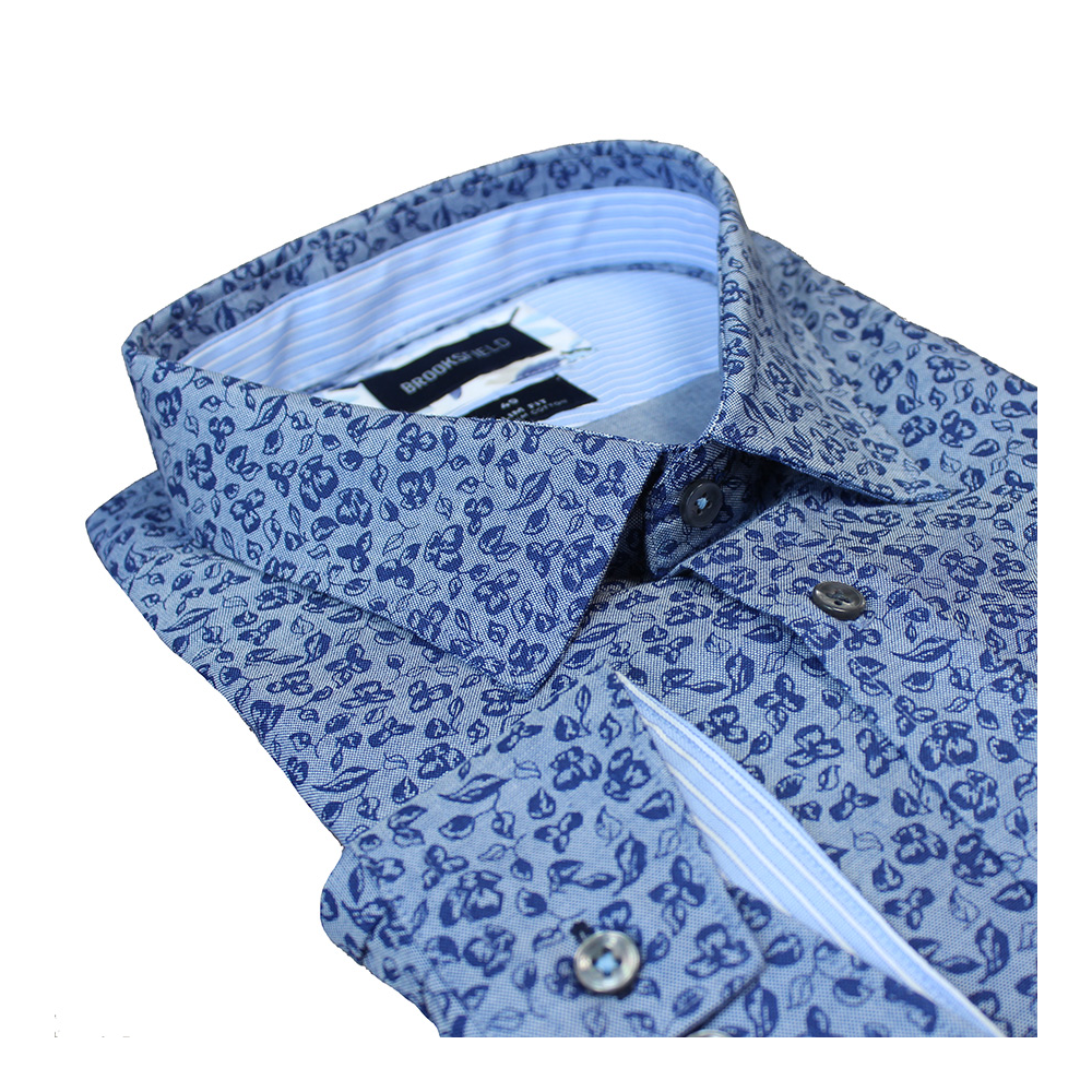 Brooksfield Premium Cotton Leaf  Pattern Fashion Shirt