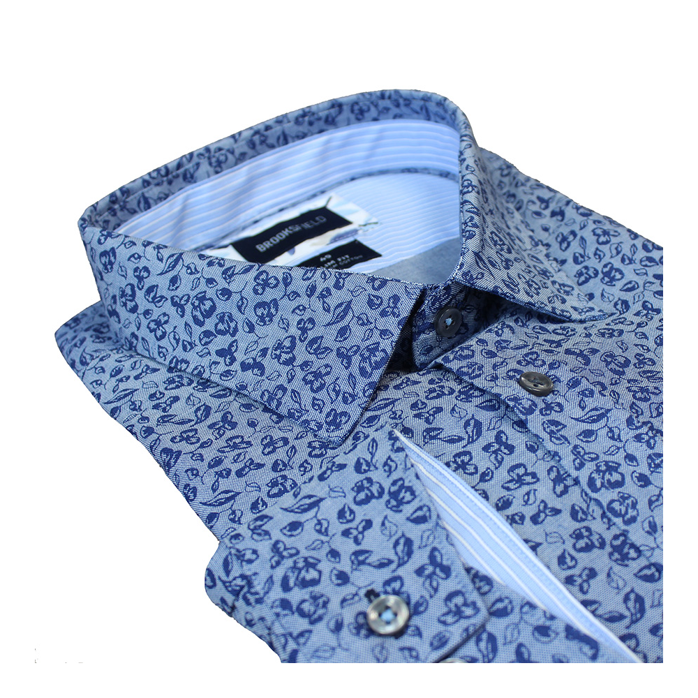 Brooksfield Premium Cotton Leaf  Pattern Fashion Shirt