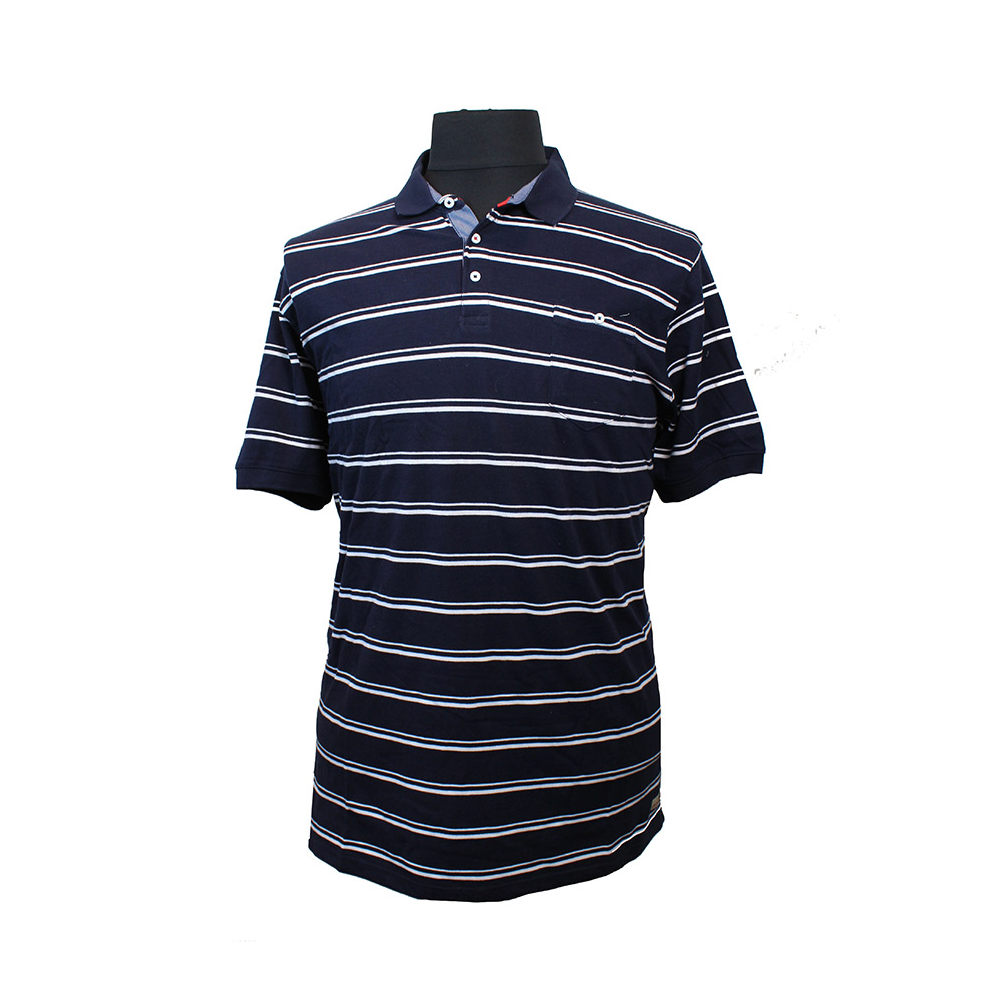 D555 Brookley striped Navy polo