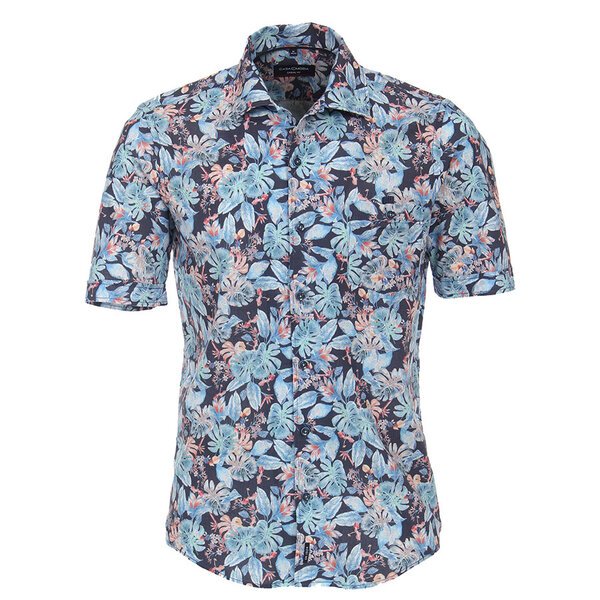 Casa Moda Blue Tropical Revere Collar Short Sleeve Shirt-shop-by-brands-Beggs Big Mens Clothing - Big Men's fashionable clothing and shoes