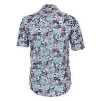 Casa Moda Blue Tropical Revere Collar Short Sleeve Shirt