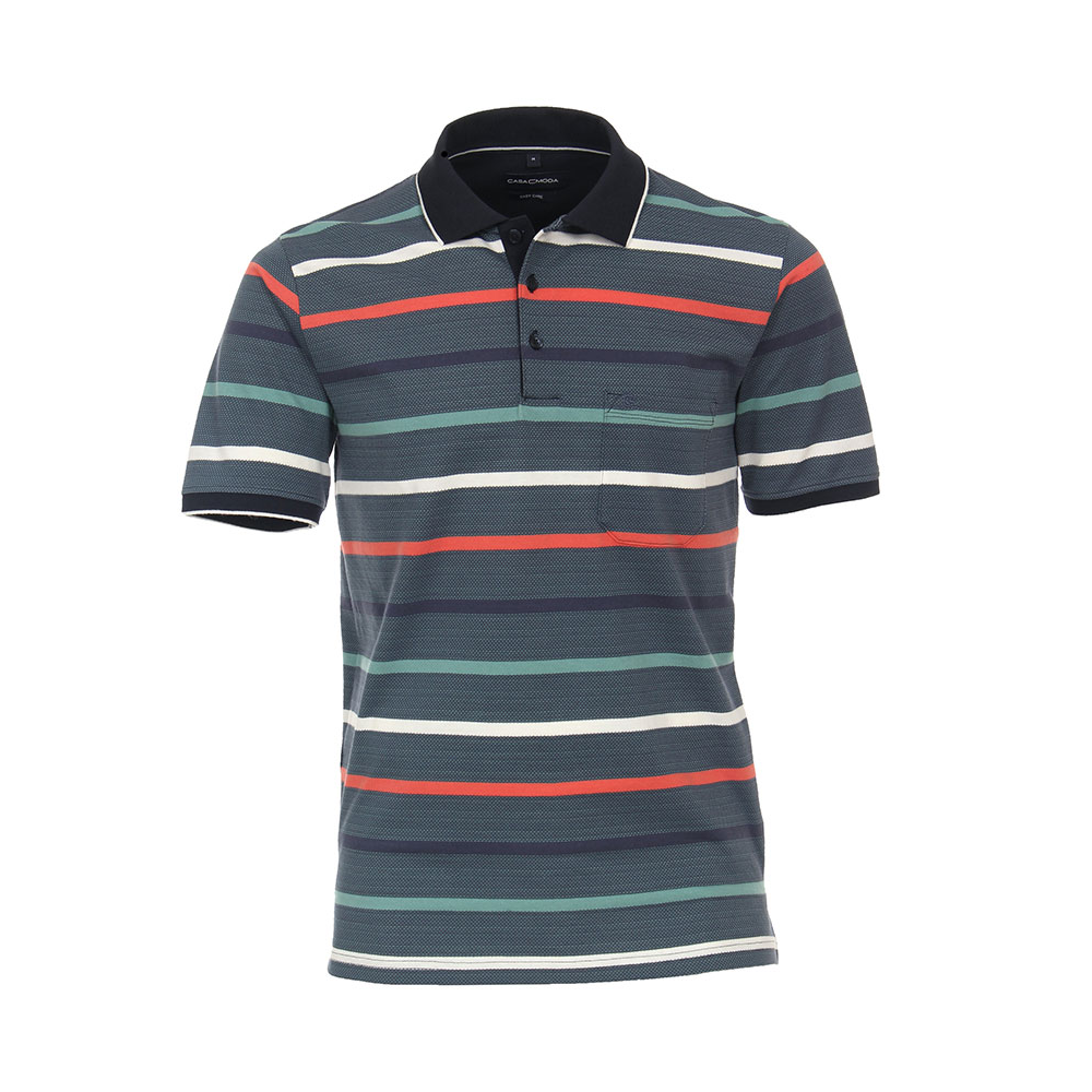 Casa Moda Cotton Mix Multi Horizontal Stripe Fashion Polo