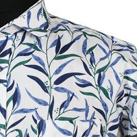 MRMR Leaf Print Short Sleeve Shirt White