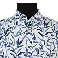 MRMR Leaf Print Short Sleeve Shirt White