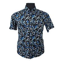 MRMR Leaf Print Short Sleeve Shirt Black