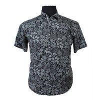 MRMR Palm Tree Pattern Short Sleeve Shirt Black