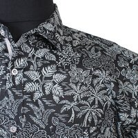 MRMR Palm Tree Pattern Short Sleeve Shirt Black
