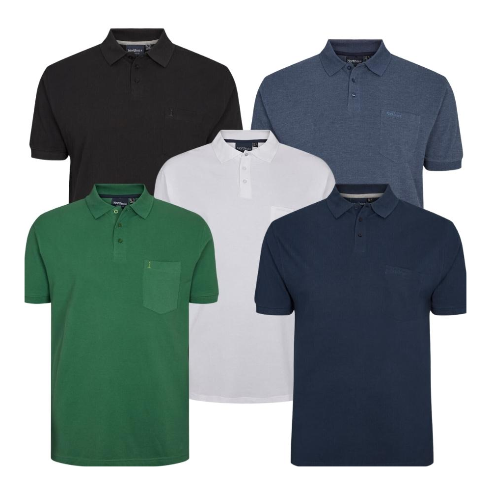 North 56 Pure Cotton Plain Pique Weave Polo with Pocket