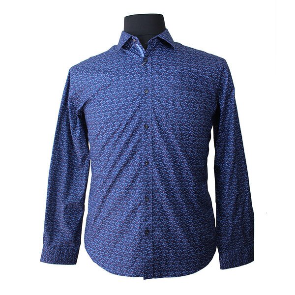 MRMR Navy Red Floral Pattern LS Shirt-shop-by-brands-Beggs Big Mens Clothing - Big Men's fashionable clothing and shoes