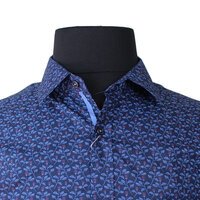 MRMR Navy Red Floral Pattern LS Shirt