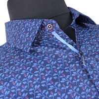 MRMR Navy Red Floral Pattern LS Shirt