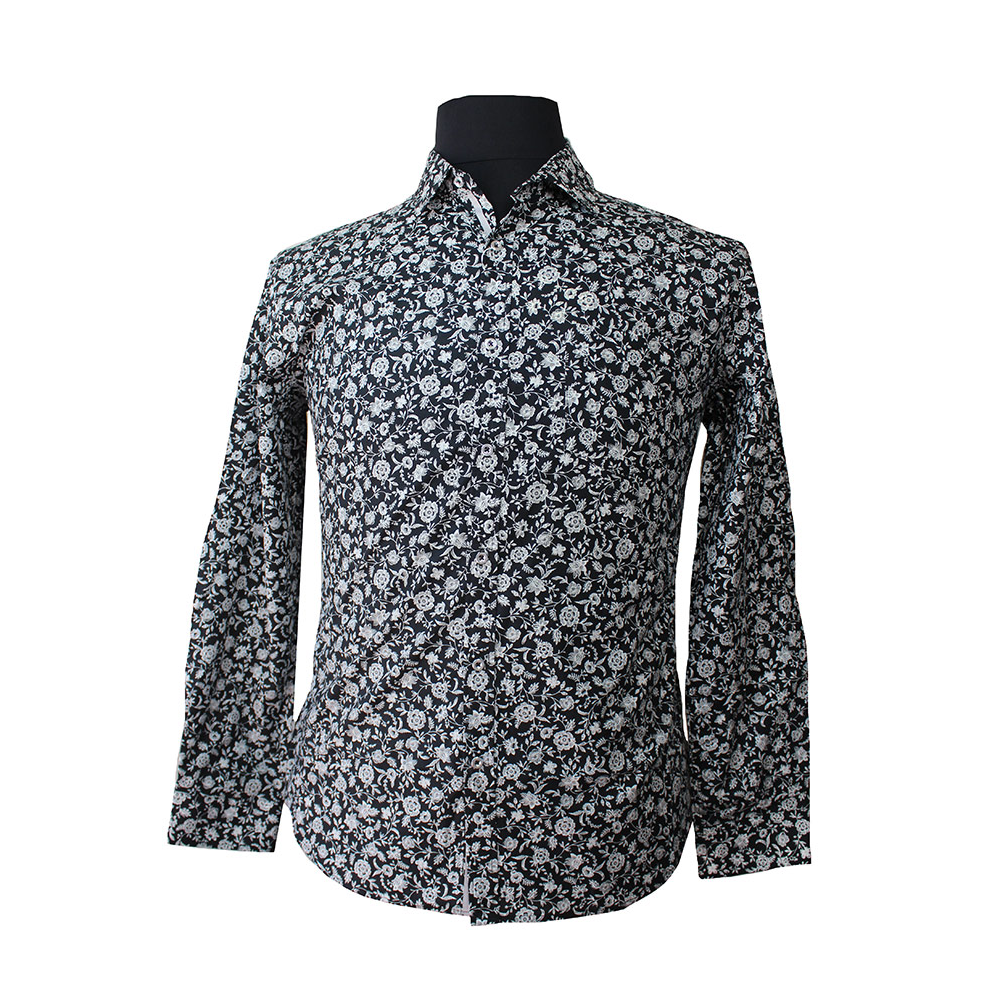 MRMR Black White Floral LS Shirt