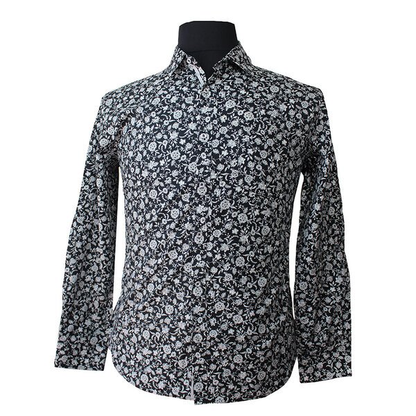 MRMR Black White Floral LS Shirt-shop-by-brands-Beggs Big Mens Clothing - Big Men's fashionable clothing and shoes