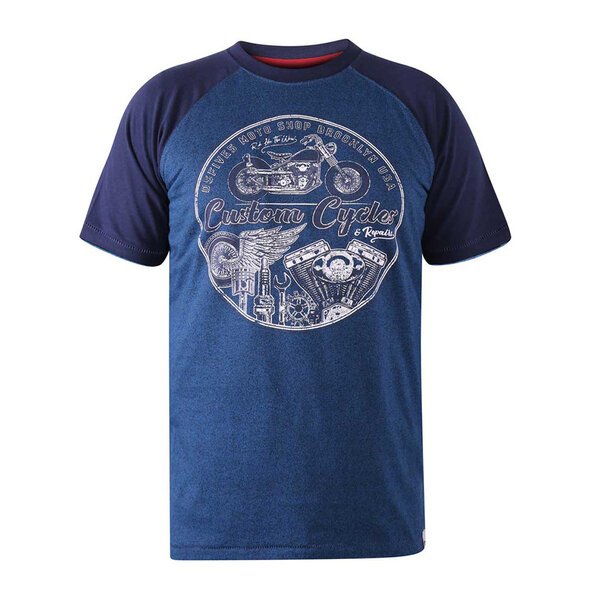 D555 Custom Motor Bikes Print Tee Blue-shop-by-brands-Beggs Big Mens Clothing - Big Men's fashionable clothing and shoes
